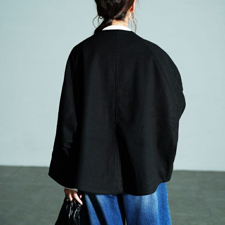 大きいサイズ レディース ノーカラードルマンZIPジャケット　mnfk-552832