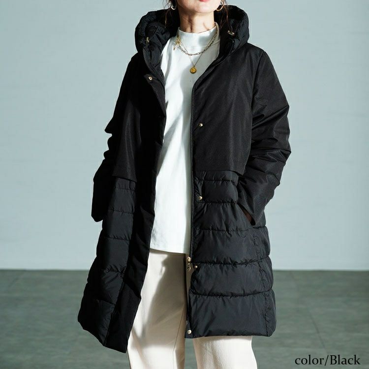 大きいサイズ レディース 撥水＆防風ファイバーダウンコート　mnfk-552820