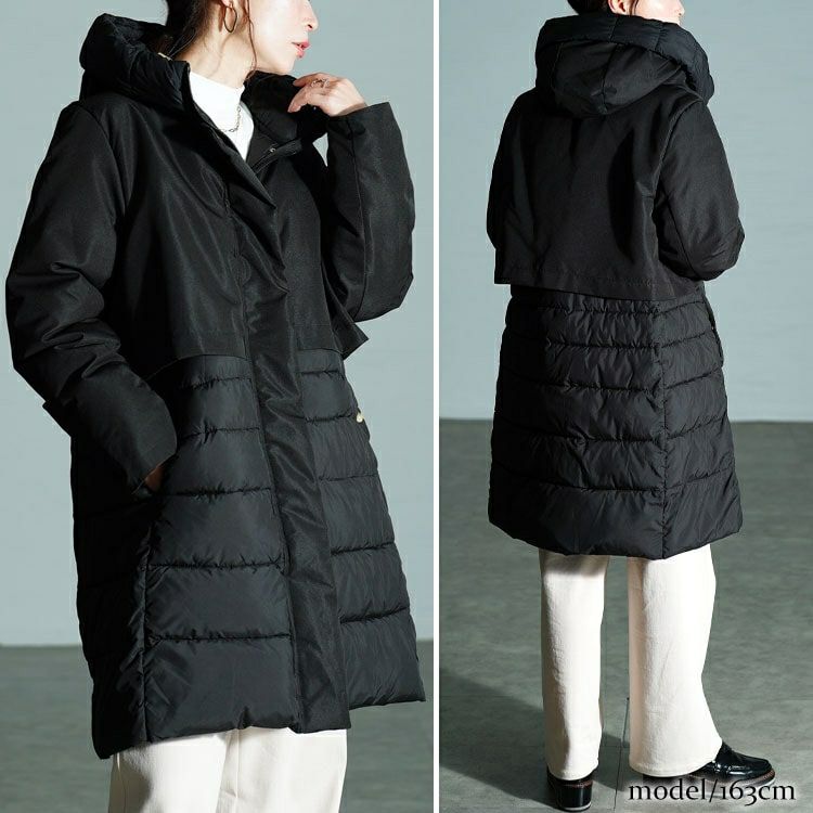 大きいサイズ レディース 撥水＆防風ファイバーダウンコート　mnfk-552820