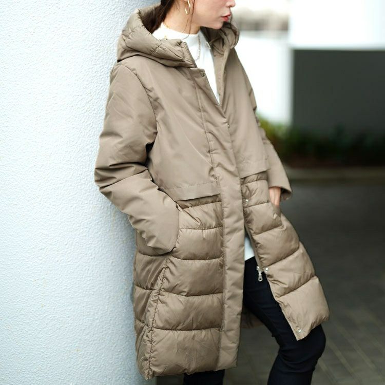 大きいサイズ レディース 撥水＆防風ファイバーダウンコート　mnfk-552820
