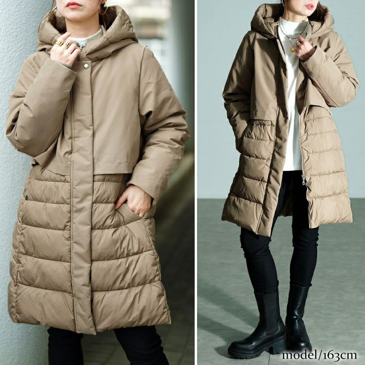 大きいサイズ レディース 撥水＆防風ファイバーダウンコート　mnfk-552820