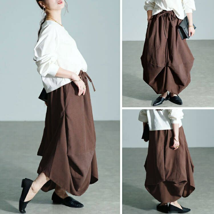 大きいサイズ レディース 変形タックボリュームスカート　sw-0809