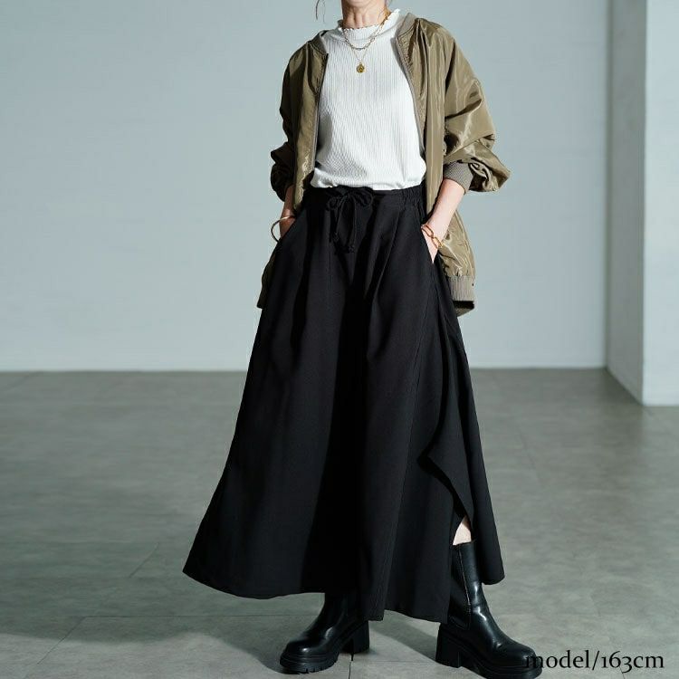大きいサイズ レディース アシメタック変形ワイドパンツ　sw-0808
