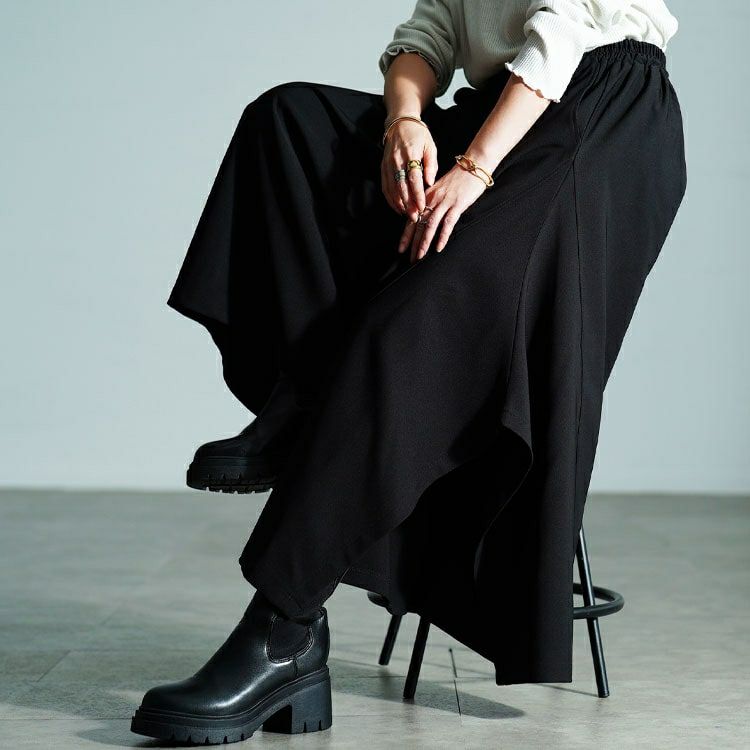 大きいサイズ レディース アシメタック変形ワイドパンツ　sw-0808