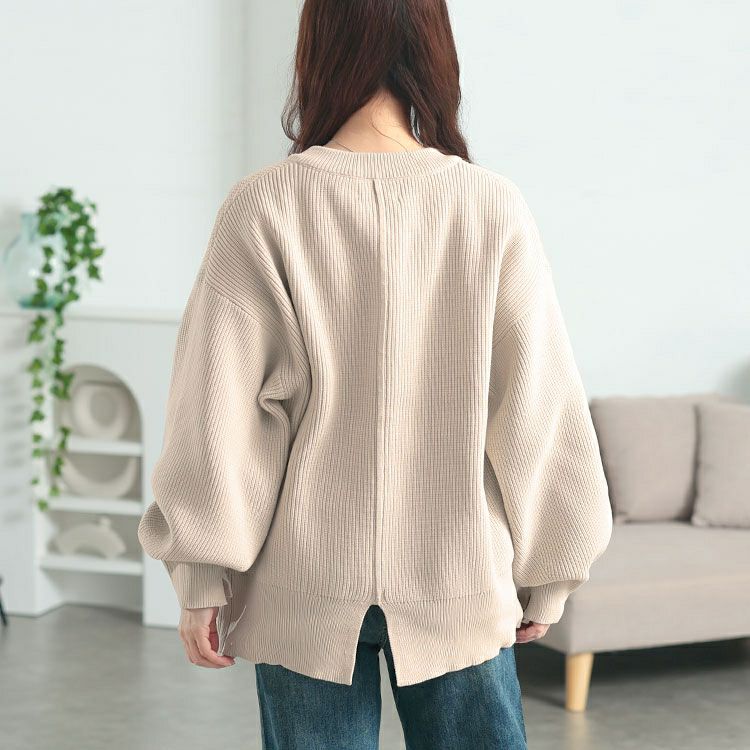 大きいサイズ レディース ビッグボタン畦編みニットカーディガン　bro-0080