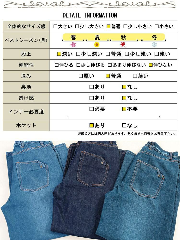 大きいサイズ レディース ヴィンテージ加工コットンデニムワイドパンツ　wd-0426