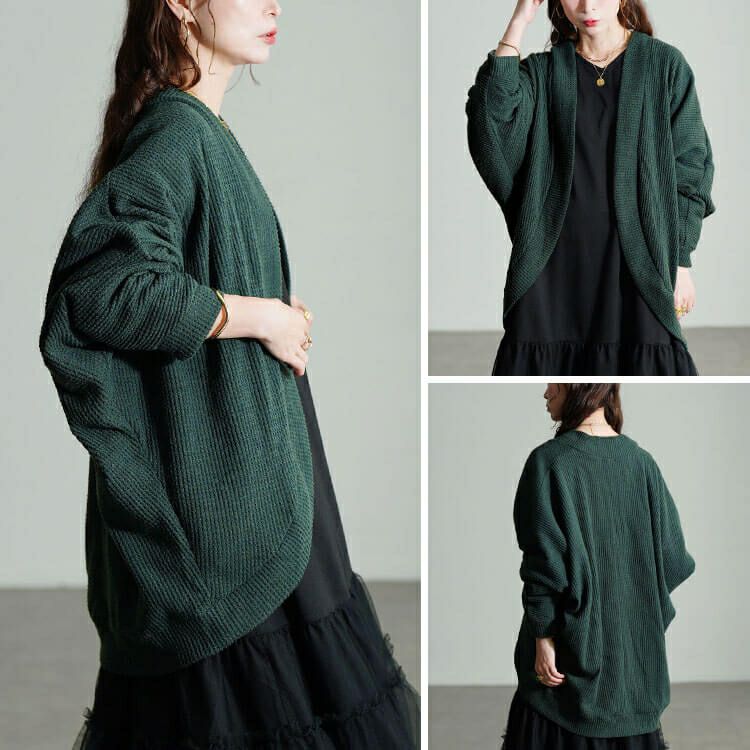 大きいサイズ レディース ワッフルドルマンカーディガン　cast-5558001
