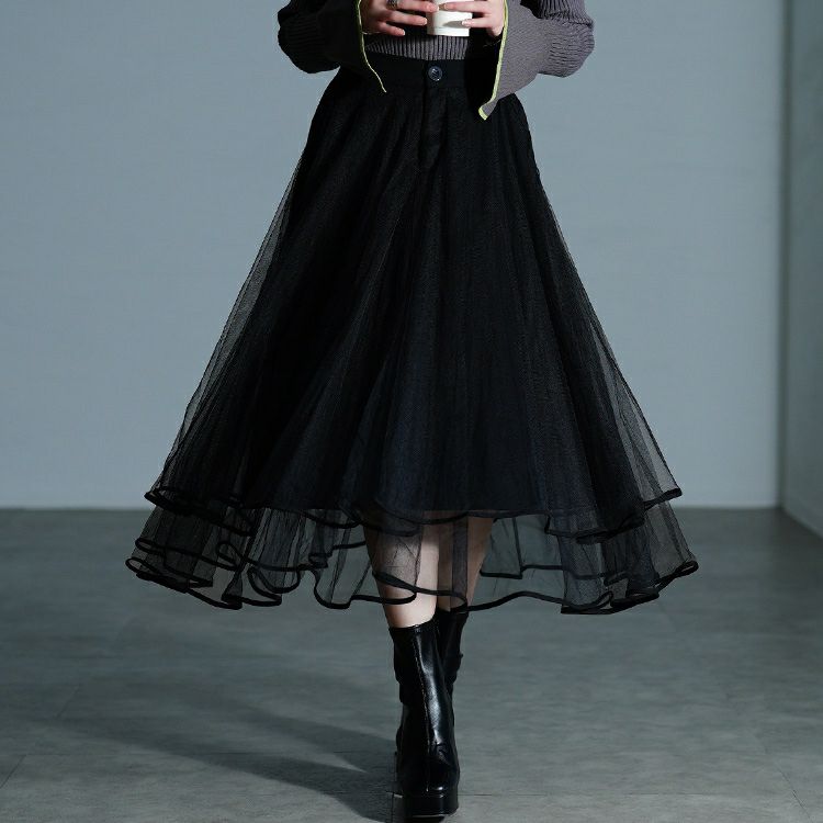 大きいサイズ レディース ティアードチュールレイヤードスカート　jp566