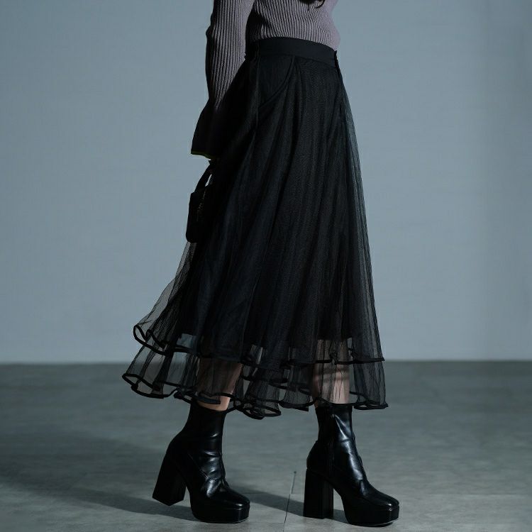 大きいサイズ レディース ティアードチュールレイヤードスカート　jp566