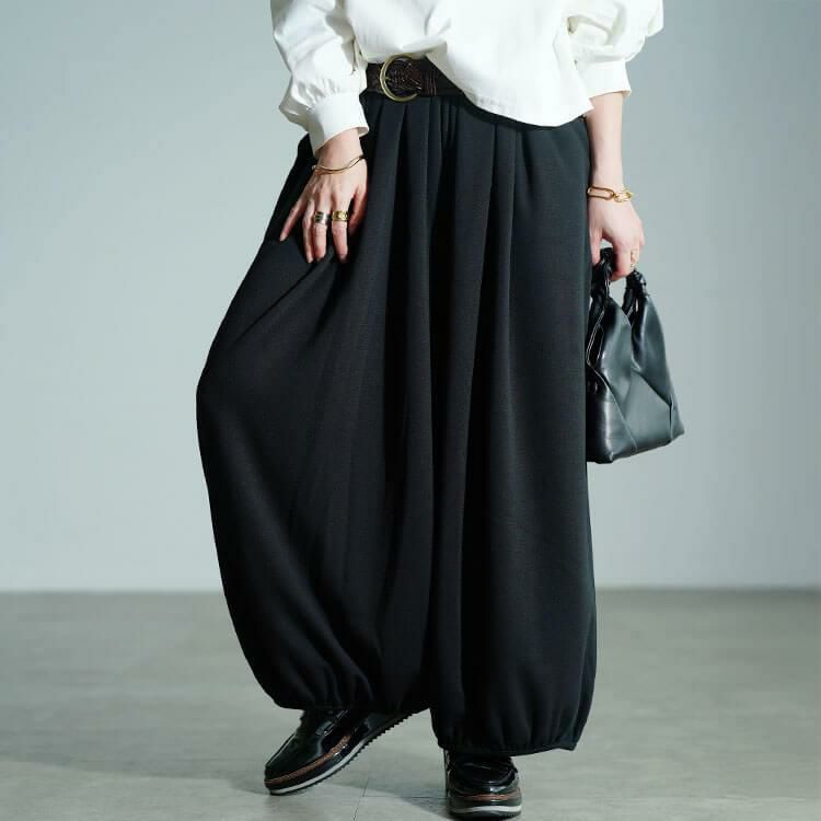 大きいサイズ レディース 裏シャギーサーカスパンツ　sw-0804 ブラック