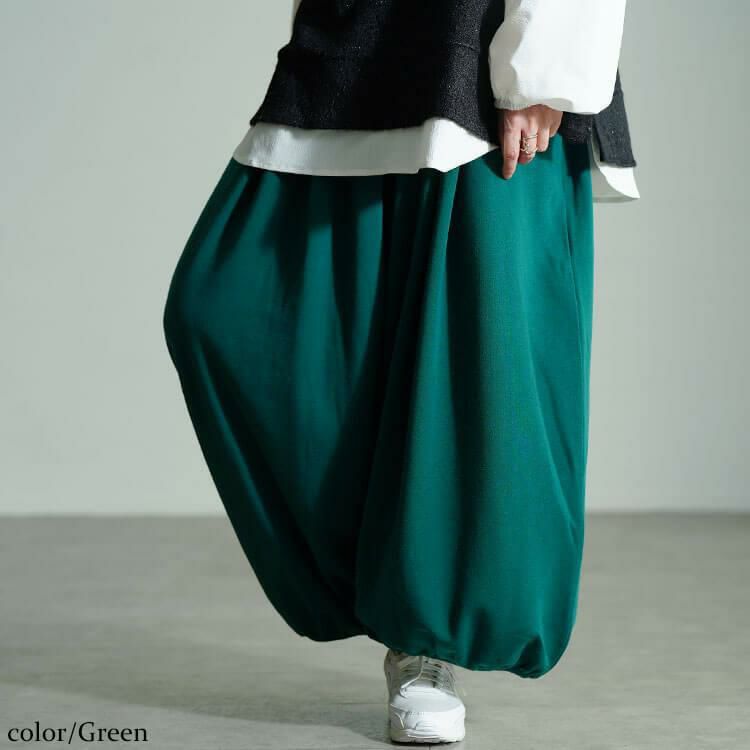 大きいサイズ レディース 裏シャギーサーカスパンツ　sw-0804 グリーン