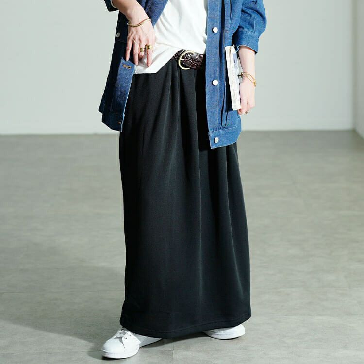 大きいサイズ レディース 裏シャギーバックスリットナロースカート　sw-0803
