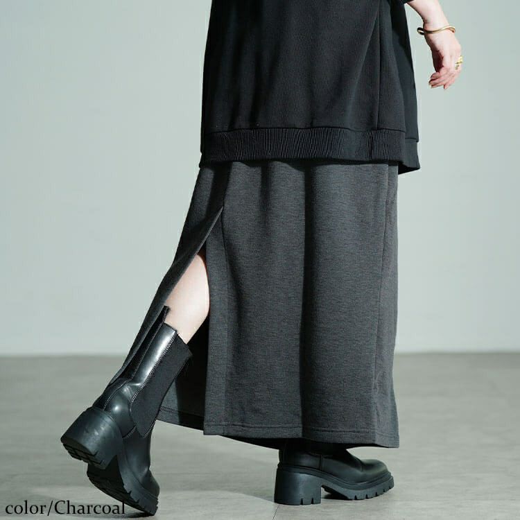 大きいサイズ レディース 裏シャギーバックスリットナロースカート　sw-0803