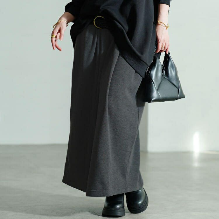 大きいサイズ レディース 裏シャギーバックスリットナロースカート　sw-0803