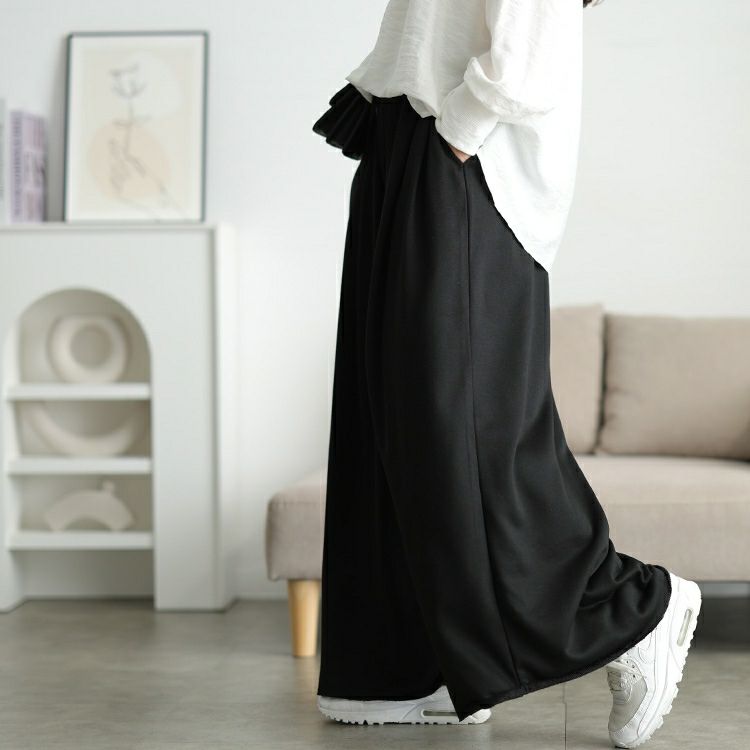 大きいサイズ レディース 異素材切り替えワイドスウェットパンツ　sw-0825