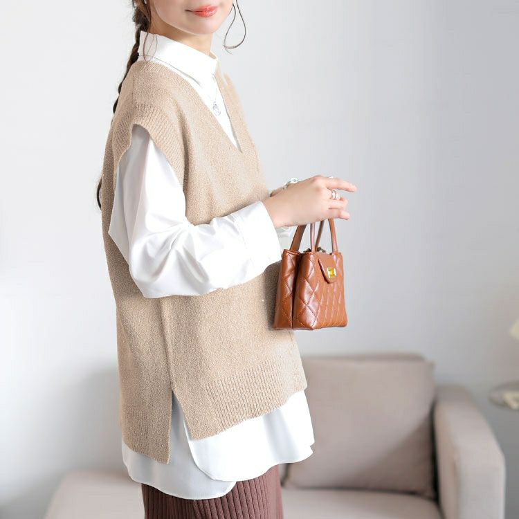 大きいサイズ レディース クロップドスパンコールニットベスト　cpdai-640959