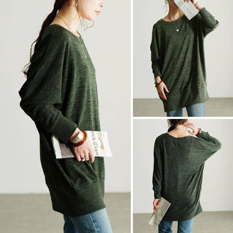 大きいサイズ レディース ラウンドネックドルマンチュニック　cpdai-647281 【メール便可】