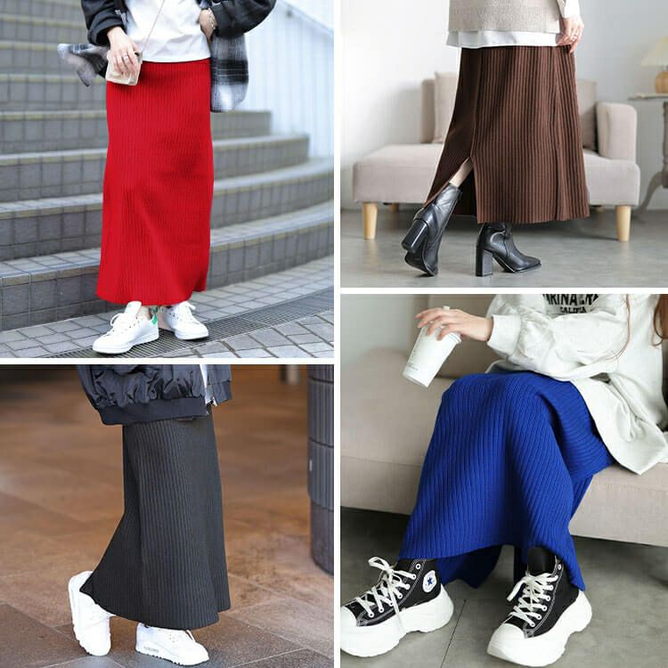 大きいサイズ レディース 太リブニットナロースカート　cpdai-640963