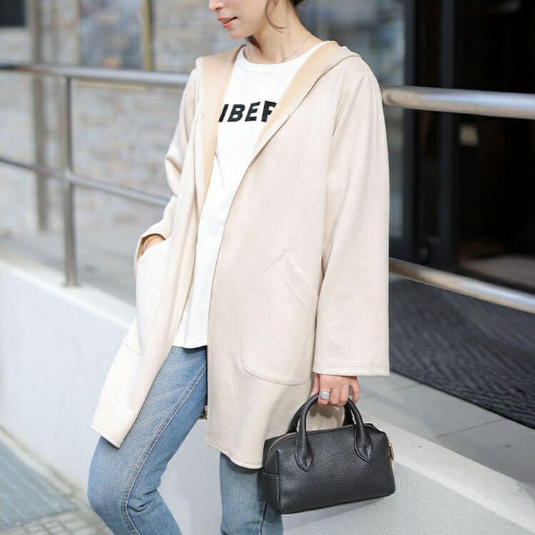 大きいサイズ レディース スウェード調フード付きZIPコーディガン　cpdai-640978