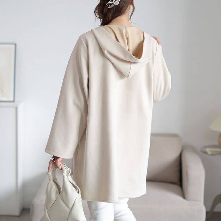 大きいサイズ レディース スウェード調フード付きZIPコーディガン　cpdai-640978