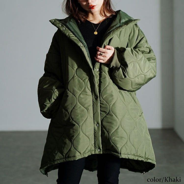 大きいサイズ レディース 中綿キルティングモンスターパーカーコート　tog-1045