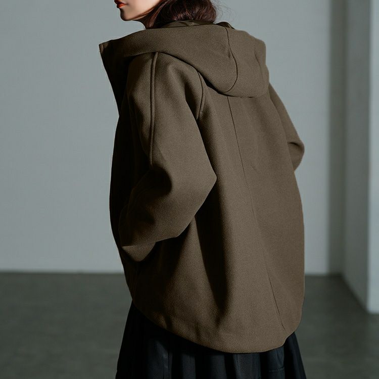 大きいサイズ レディース ハイネックフードZIPジャケット　mnfk-858703