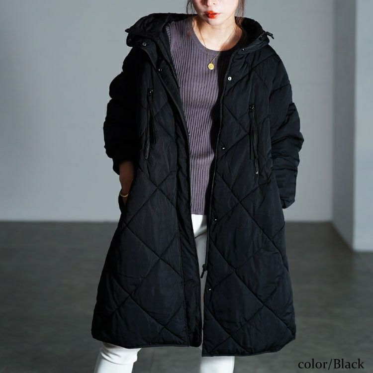 大きいサイズ レディース 撥水＆防風ファイバーダウンダイヤキルトコート　mnfk-552819