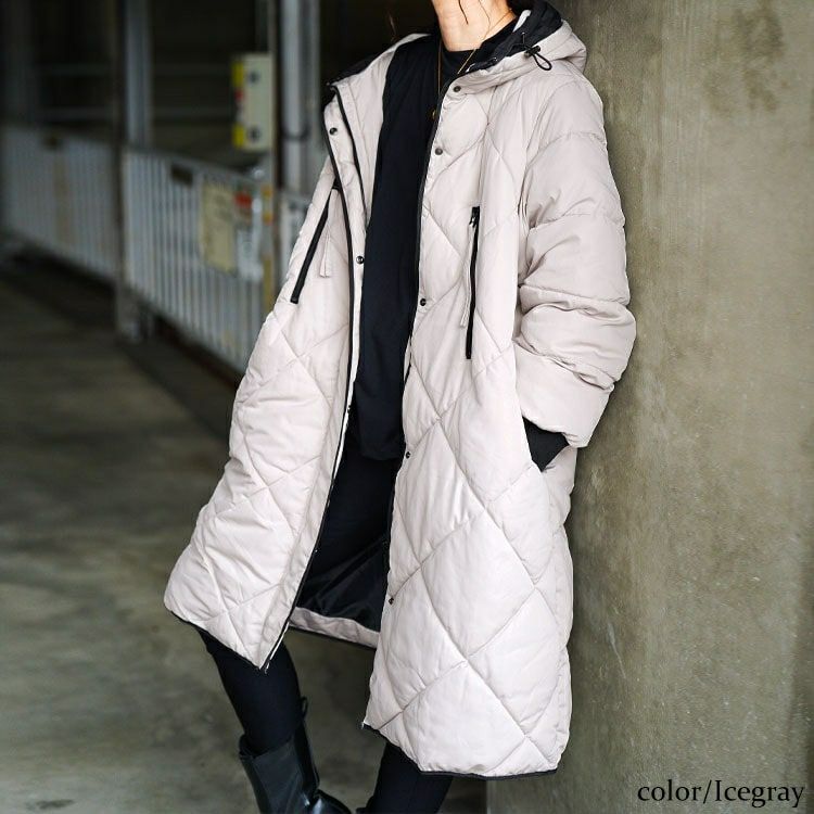 大きいサイズ レディース 撥水＆防風ファイバーダウンダイヤキルトコート　mnfk-552819