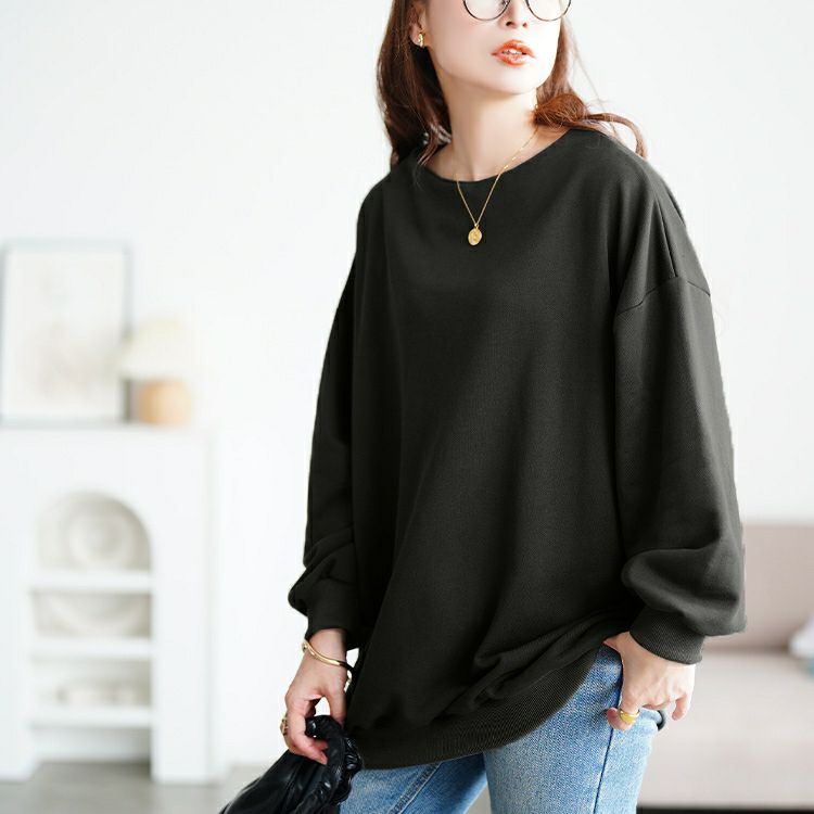 大きいサイズ レディース ミニハイネックドルマンスウェット　sum-0036