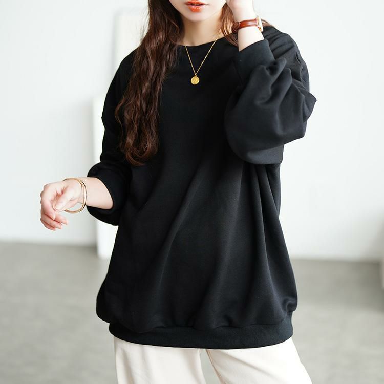 大きいサイズ レディース ミニハイネックドルマンスウェット　sum-0036 ブラック