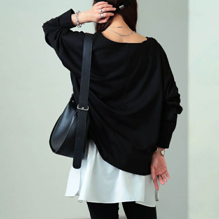 大きいサイズ レディース 深キーネックワイドプルオーバー　sum-0031