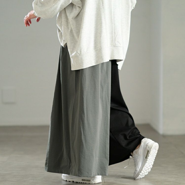 大きいサイズ レディース バイカラーアシンメトリーワイドパンツ　sw-0840