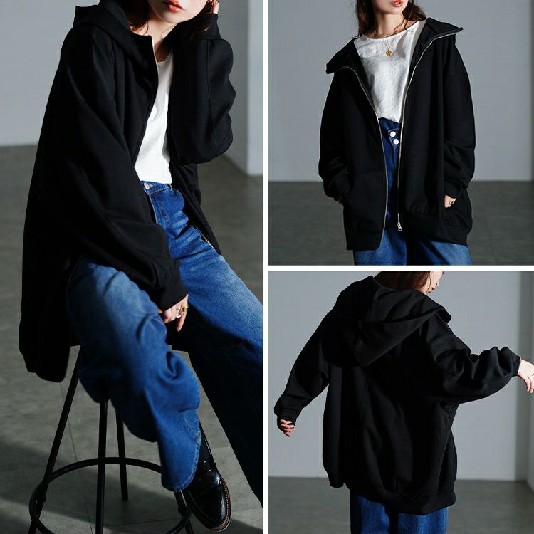 大きいサイズ レディース ビッグフードジップパーカー　sw-0835