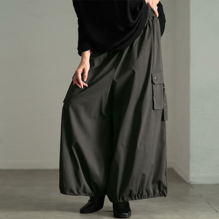 大きいサイズ レディース 裾ドロストボリュームカーゴパンツ　sw-0831 グレー