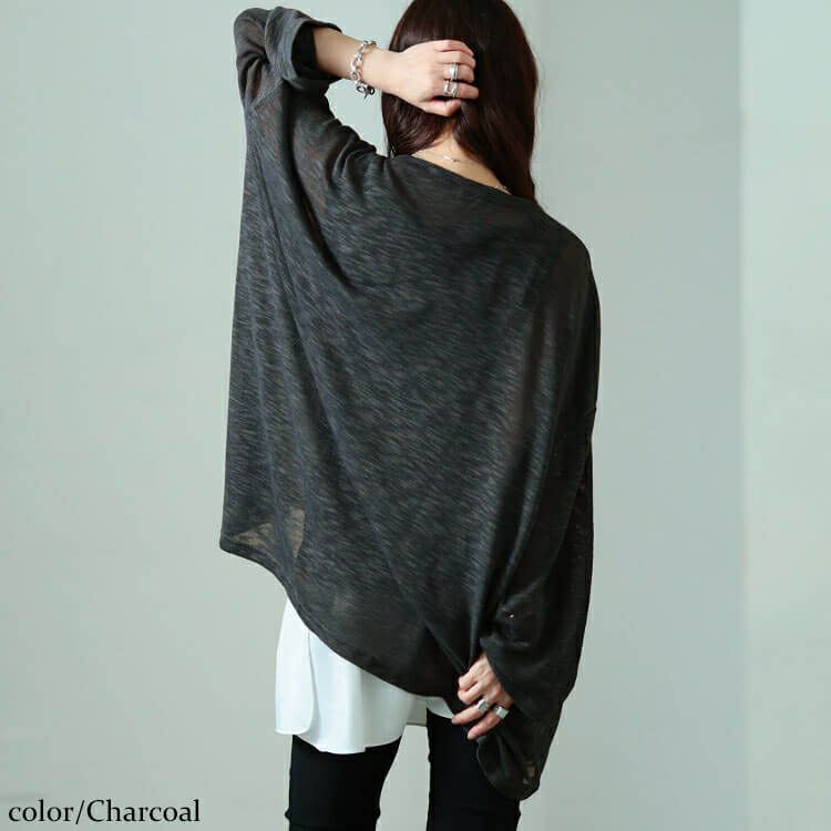 大きいサイズ レディース 斜め切り替えオーバーサイズニットソーチュニック　sw-0829 【メール便可】