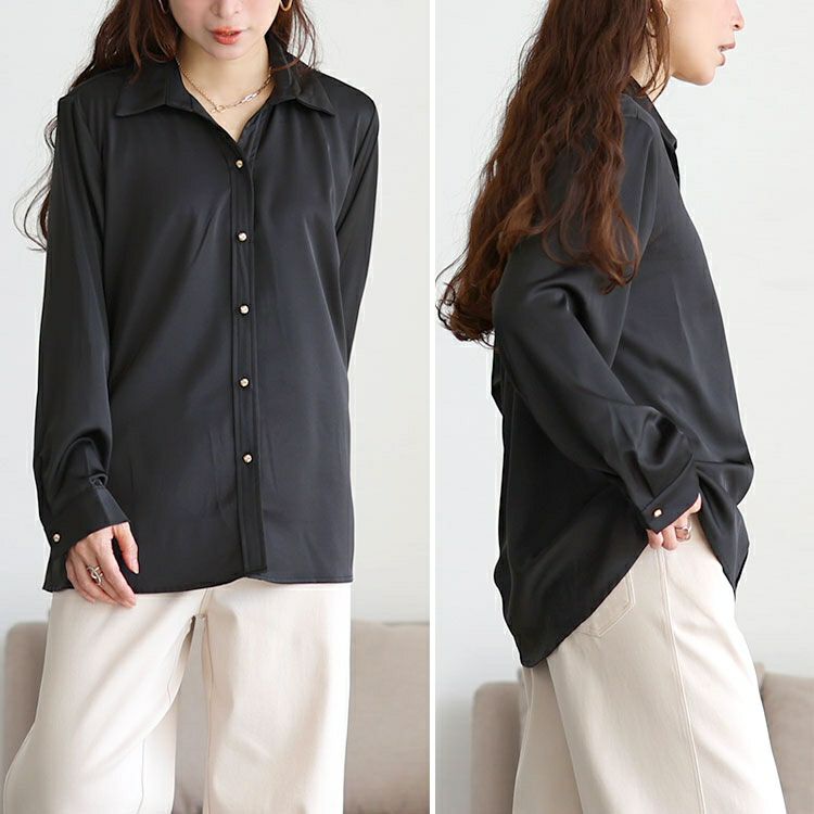 大きいサイズ レディース スキッパーカラーゴールドボタンブラウス　goldy-1756【メール便可】