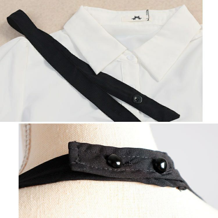 大きいサイズ レディース タックブラウス＆首掛けフレアスカートセットアップ　goldy-1748