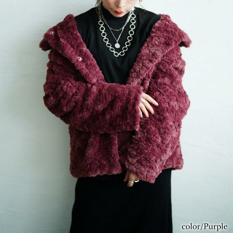 大きいサイズ レディース ファーブルゾン　tog-1040 パープル