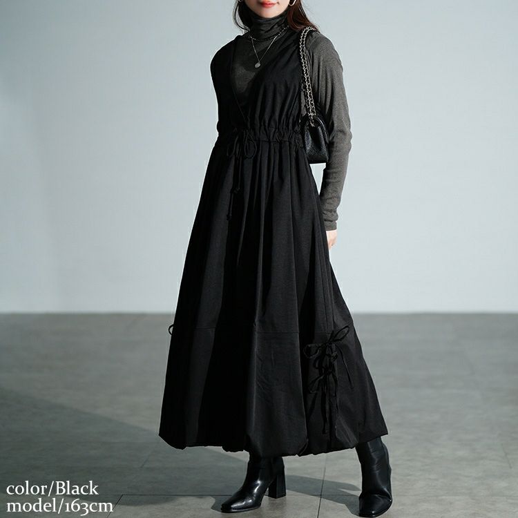 大きいサイズ レディース カシュクールバルーンジャンパースカート　nw-25052