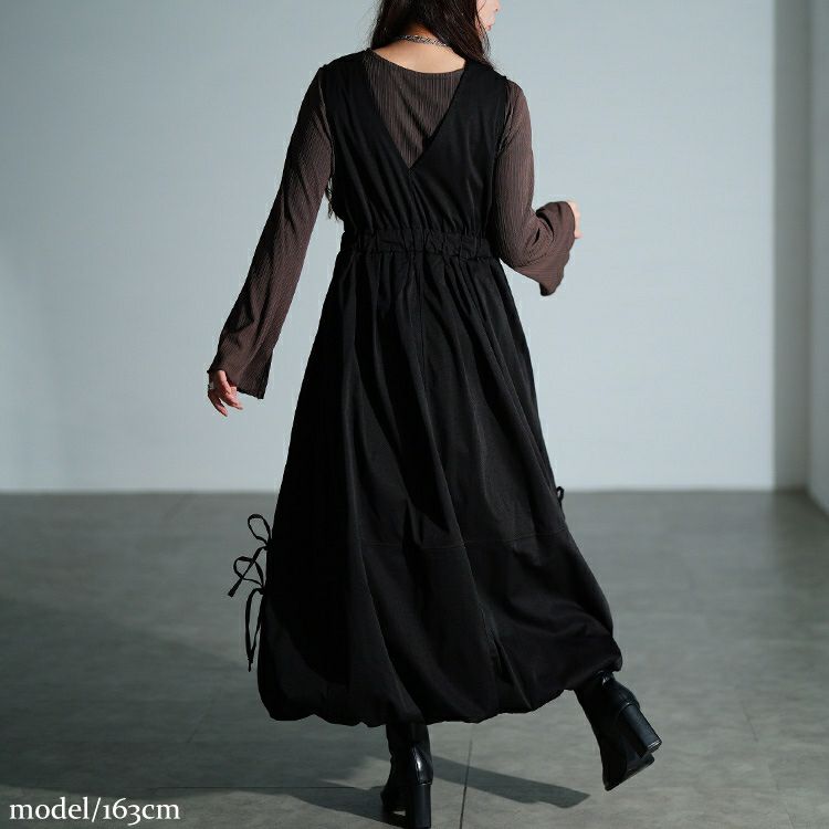 大きいサイズ レディース カシュクールバルーンジャンパースカート　nw-25052