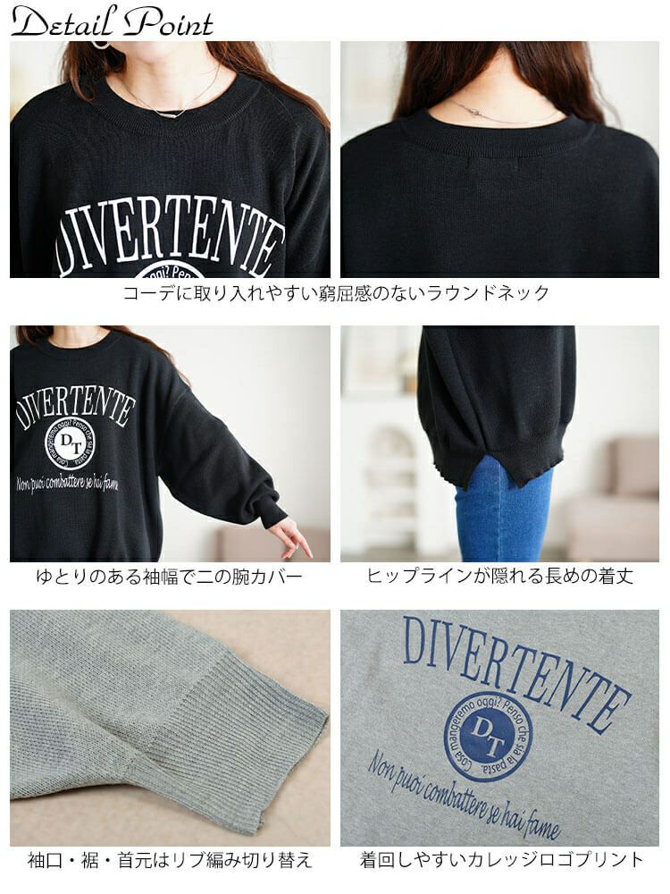 大きいサイズ レディース ロゴプリントハイゲージニット　sum-0023