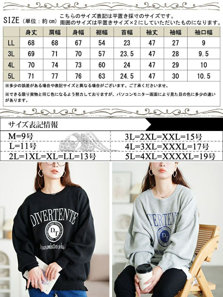 大きいサイズ レディース ロゴプリントハイゲージニット　sum-0023