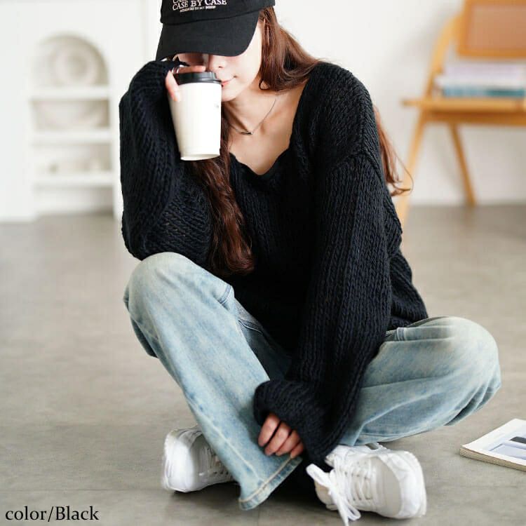 大きいサイズ レディース ラウンドネックローゲージニット　sum-0019