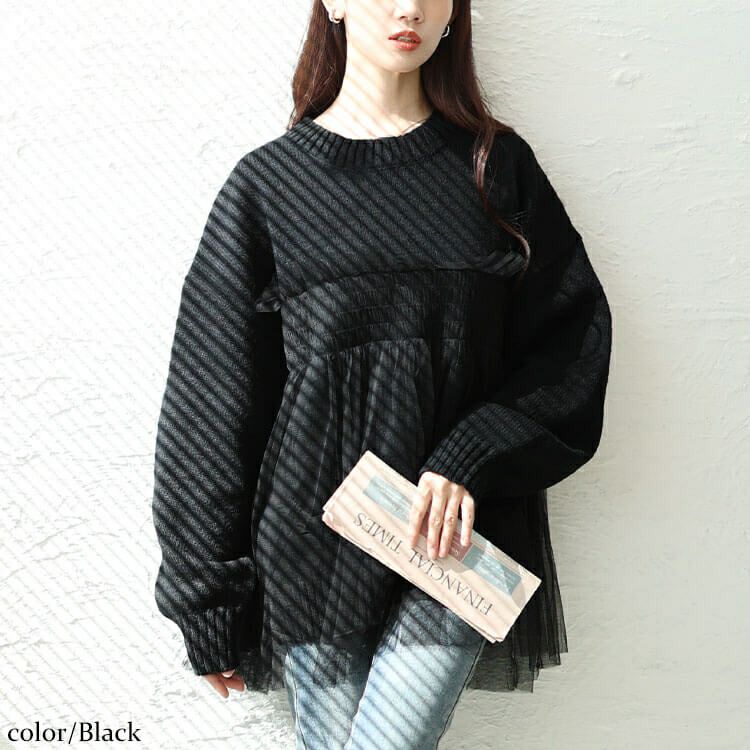大きいサイズ レディース チュールビスチェドッキングニット　sum-0013