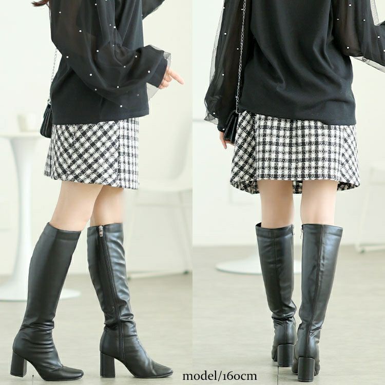 大きいサイズ レディース ラメツイードセミタイトミニスカート　tana-ww650052