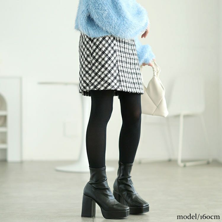 大きいサイズ レディース ラメツイードセミタイトミニスカート　tana-ww650052