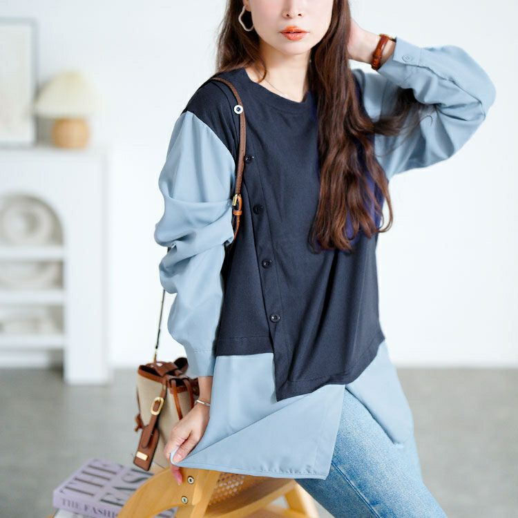 大きいサイズ レディース アシメベストドッキングプルオーバー　goldy-1760【メール便可】