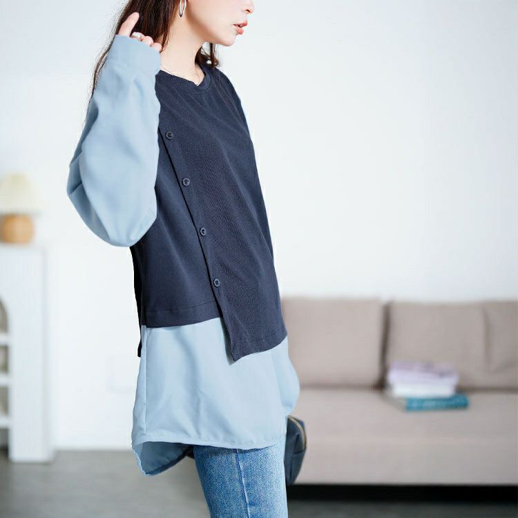 大きいサイズ レディース アシメベストドッキングプルオーバー　goldy-1760【メール便可】