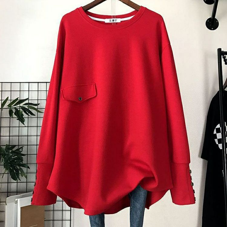 大きいサイズ レディース ロングカフスカットソーチュニック　goldy-1759【メール便可】