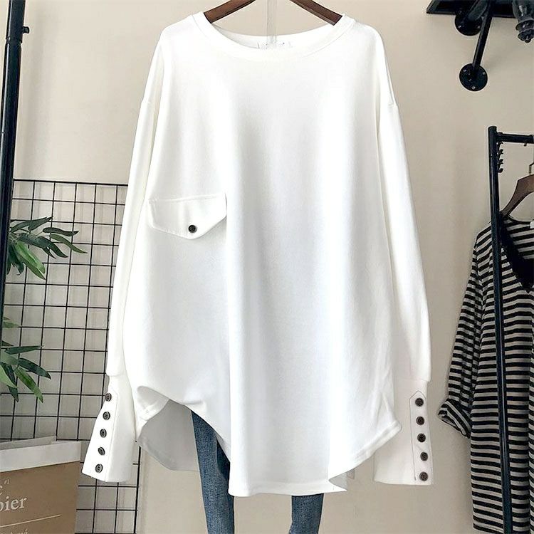 大きいサイズ レディース ロングカフスカットソーチュニック　goldy-1759【メール便可】